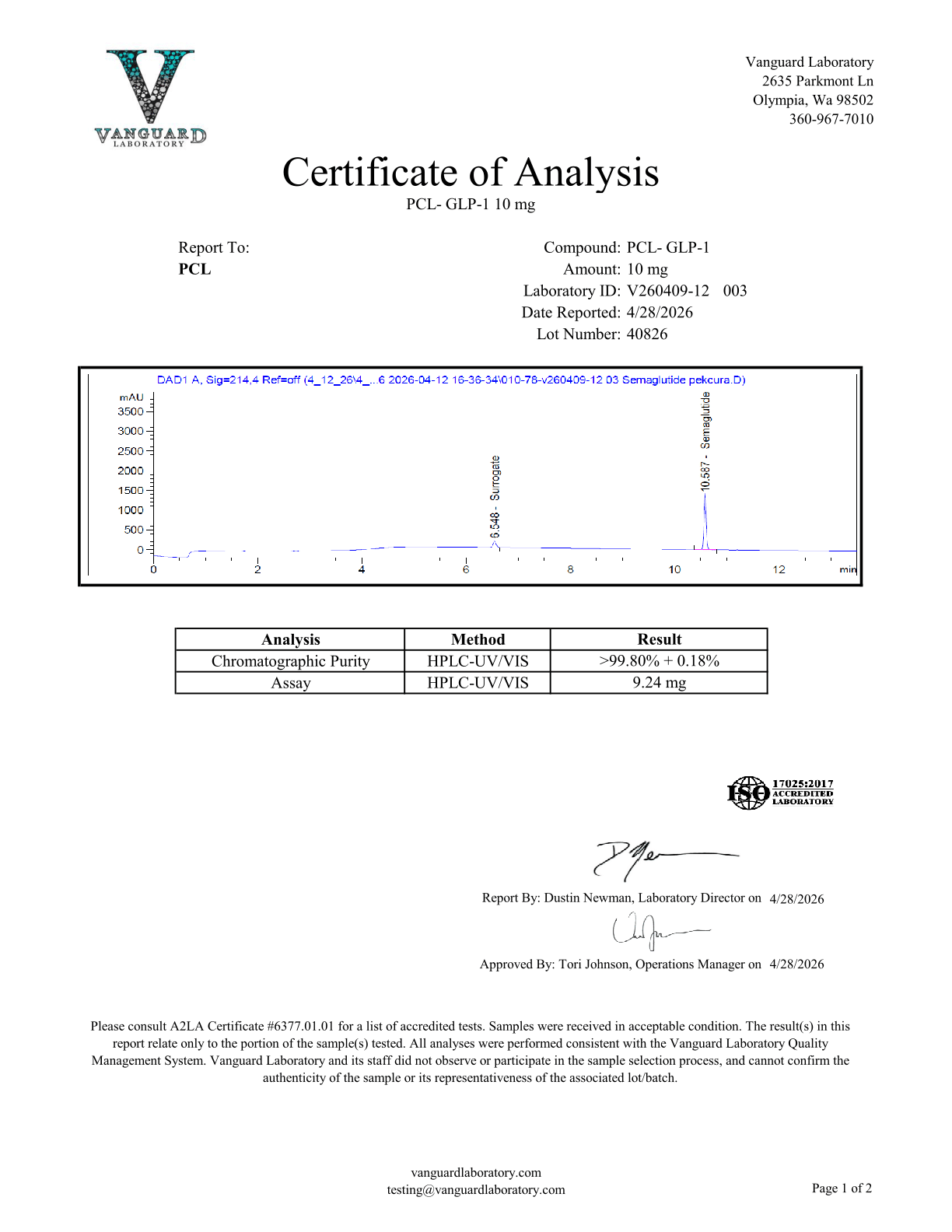 CAS #: 910463-68-2<br>9.24mg<br>Batch V260409-12 003<br>04/28/2026