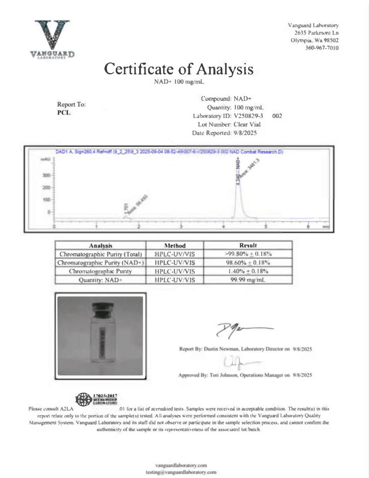NAD+ 20mL 100mg:mL 090825 PASS