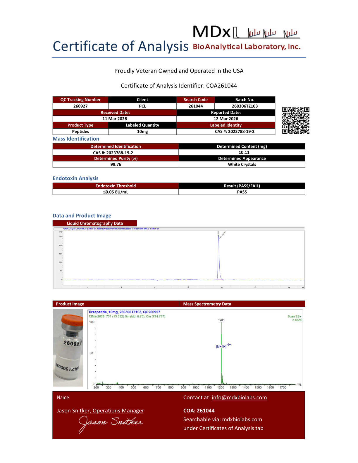 CAS #: 2023788-19-2<br>10.11mg <br>Batch 260306TZ103 <br>03/12/2026